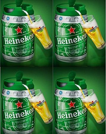 4 x 5 LITER HEINEKEN BIERFASS MIT ZAPFHAHN Draught Keg 5%